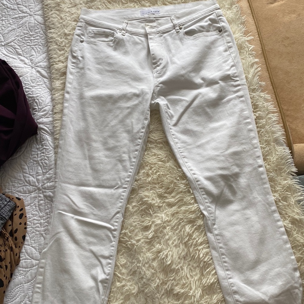 Loft white denim capris